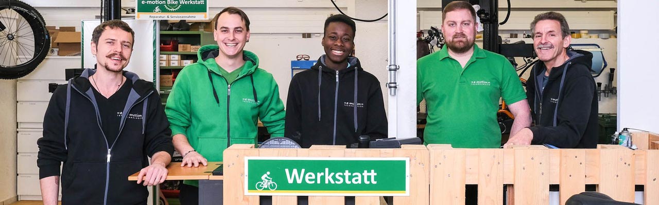 Das Werkstatt Team der e-motion e-Bike Welt Dietikon